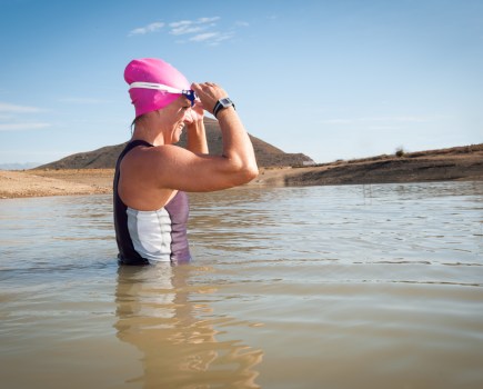 Woman doing an open water swim