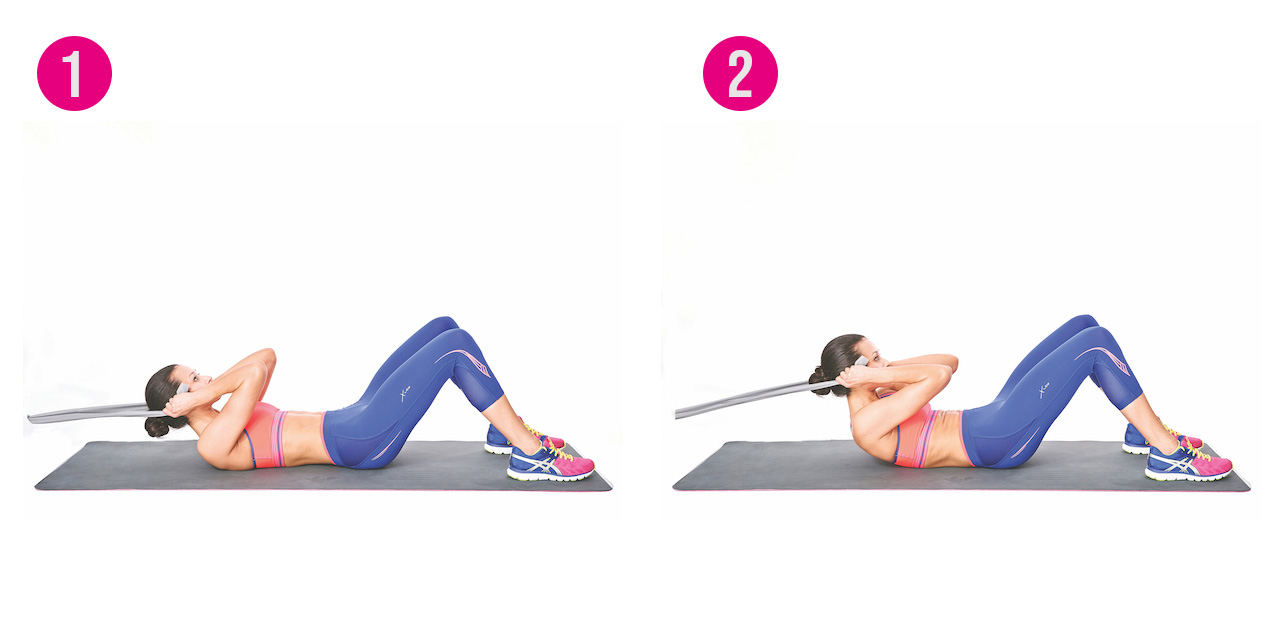 Resistance band crunches