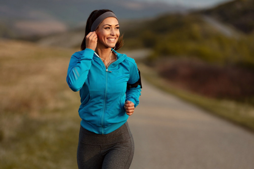 Happy woman running