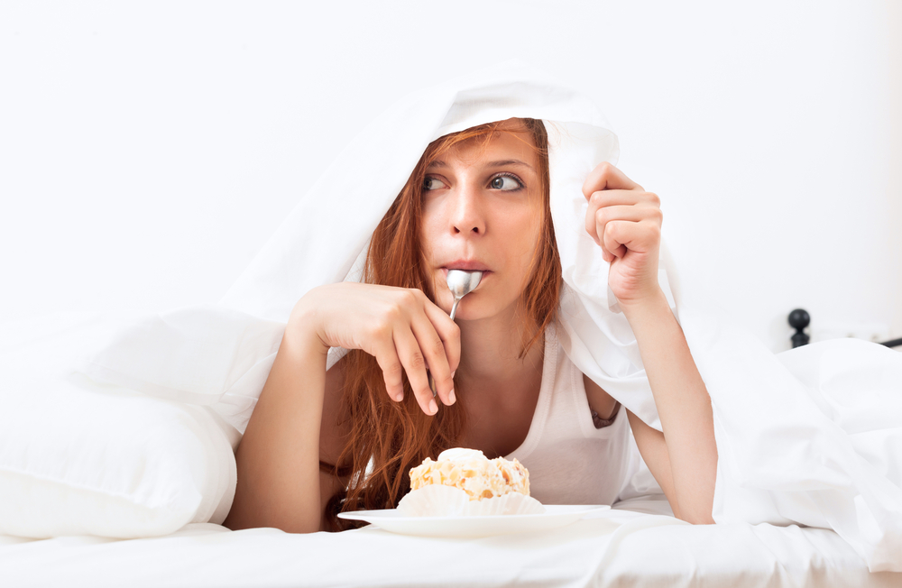 Woman comfort eating