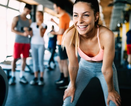 Happy woman exercising