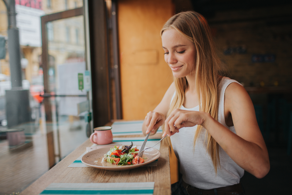 Woman eating a meal