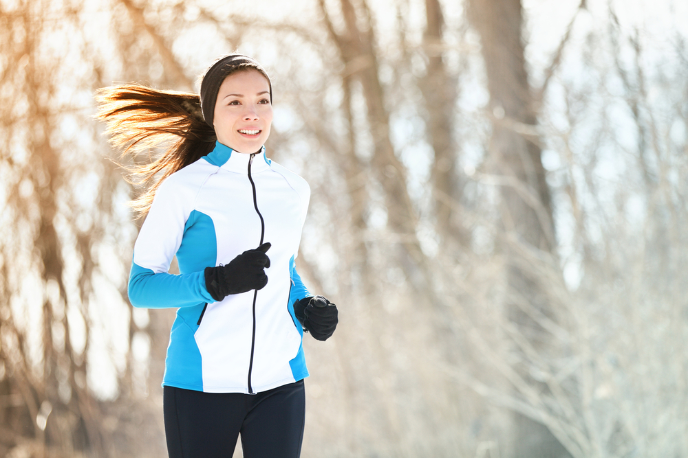 Woman running in winter