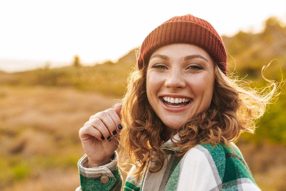 Happy woman outside