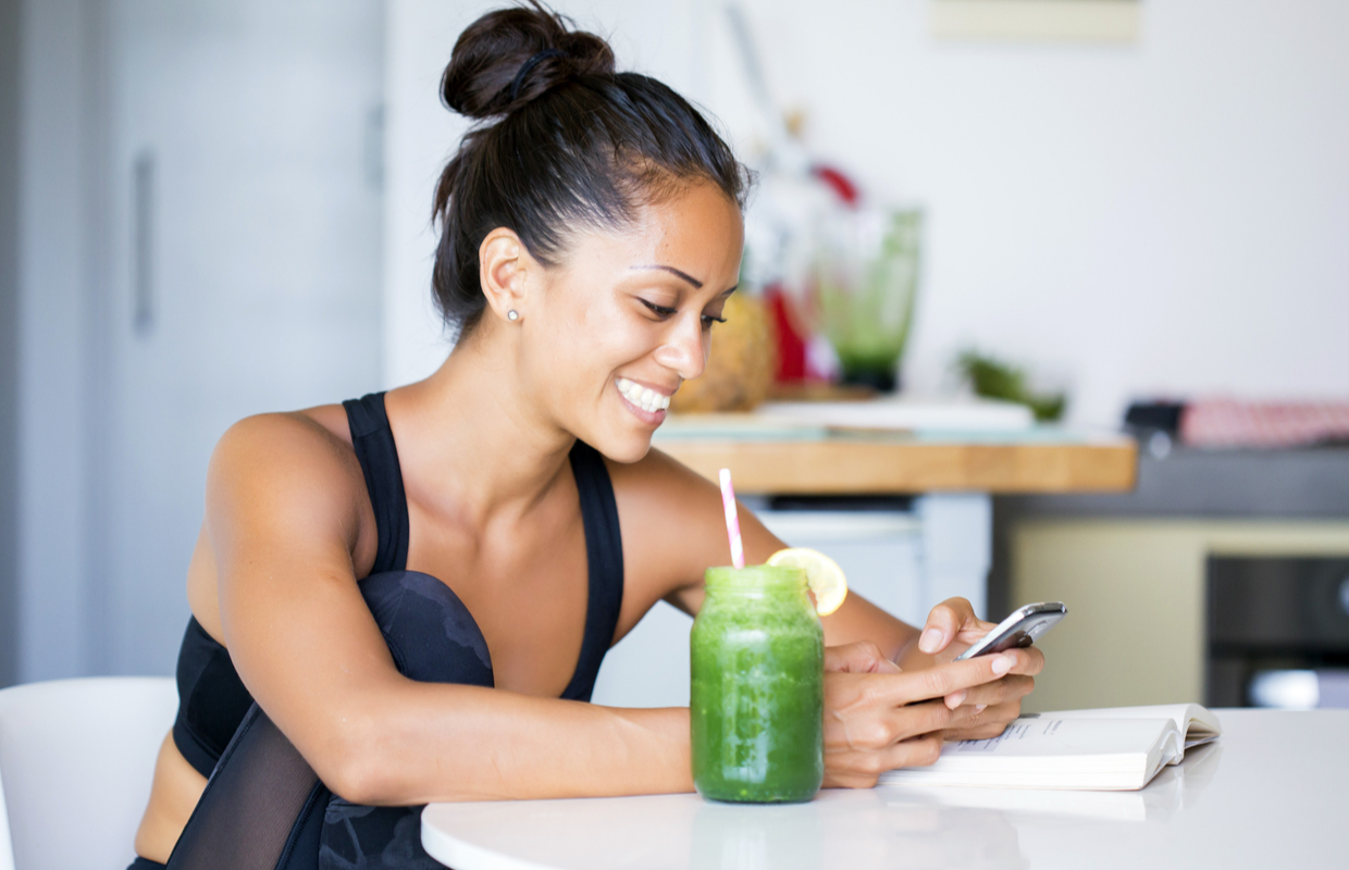 woman on phone app