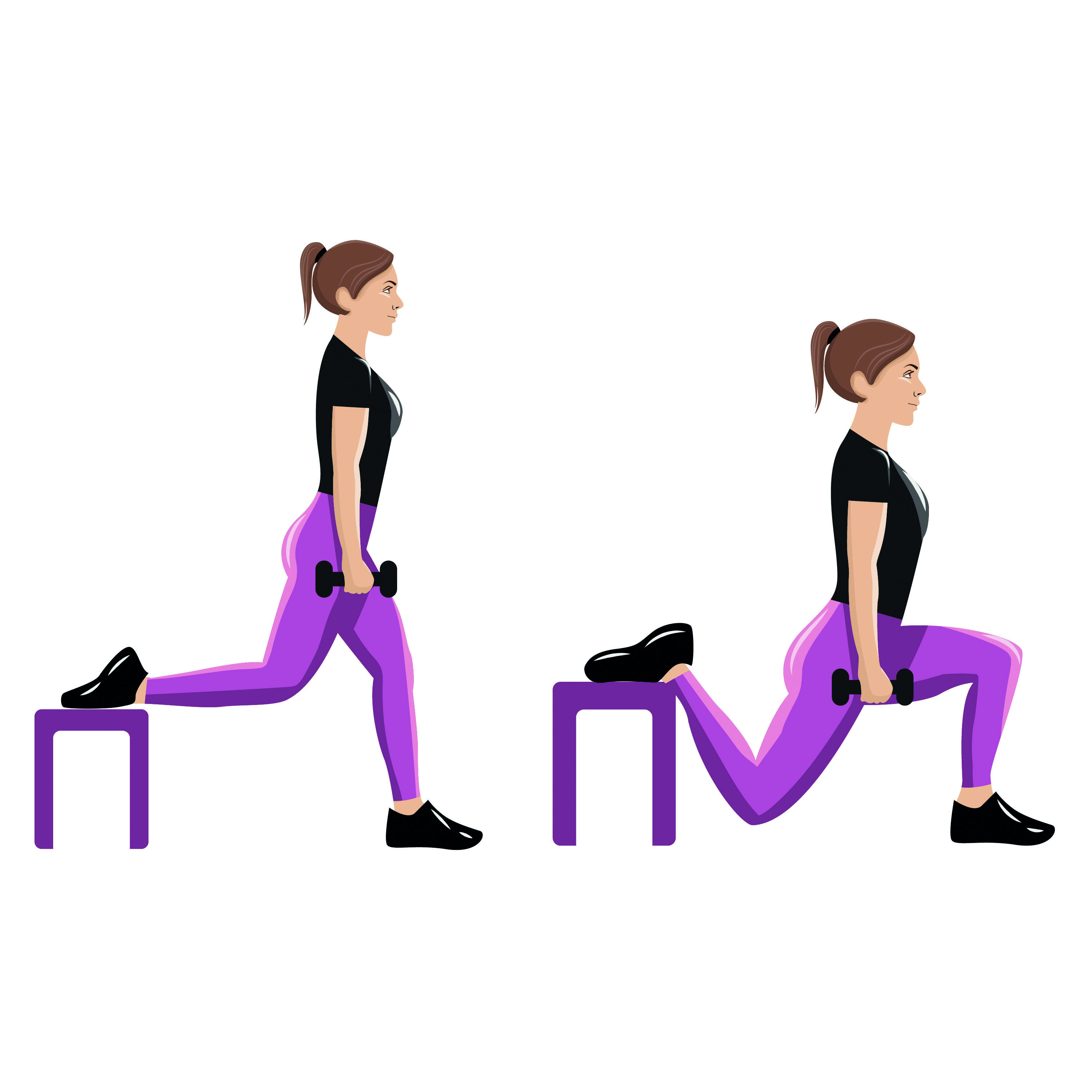 illustration demonstrating how to do a bulgarian split squat
