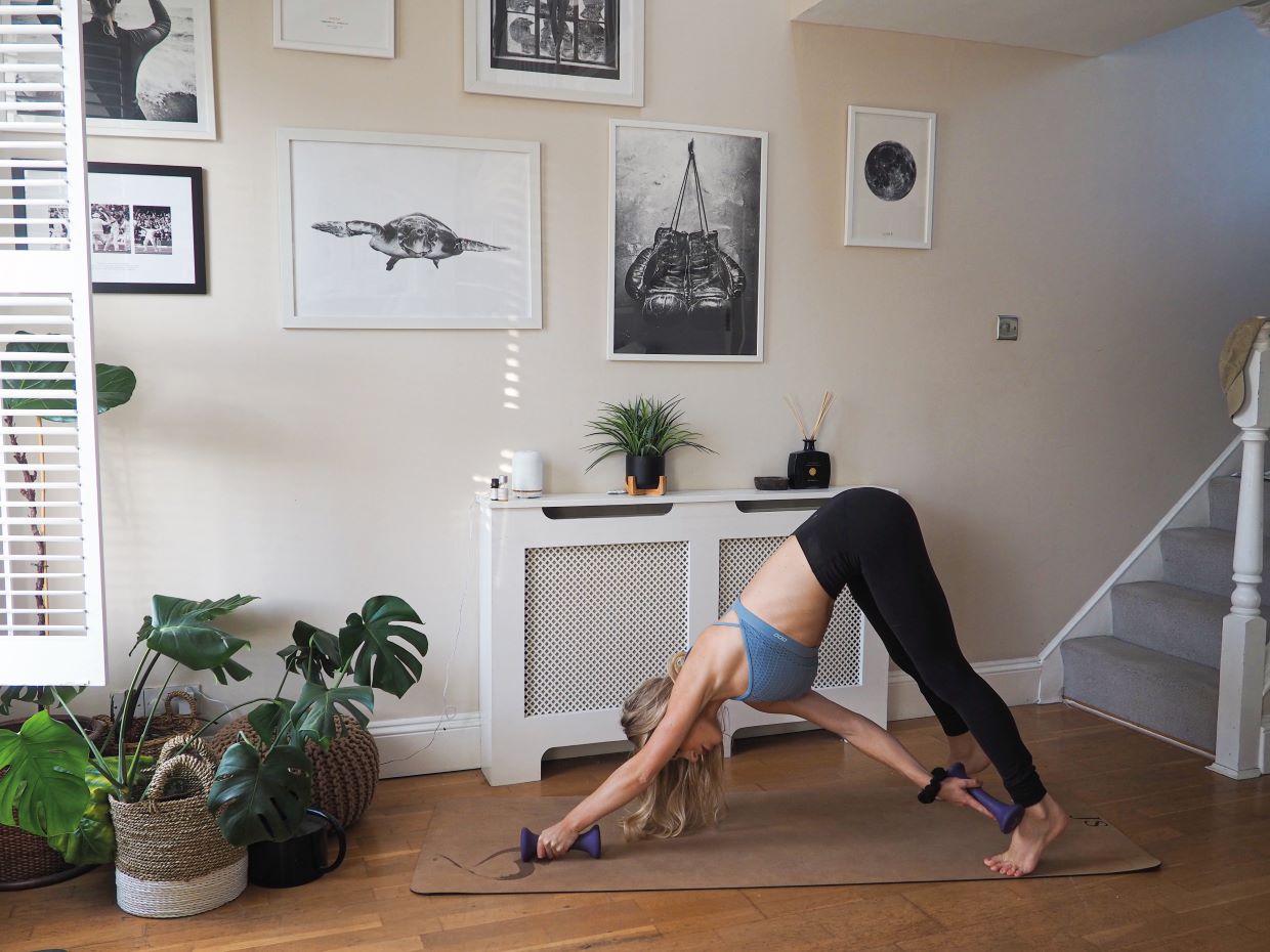 woman demonstrating pike to plank exercise