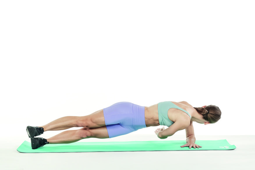 side plank with rotation demonstration in full body 10-minute workout equipment free