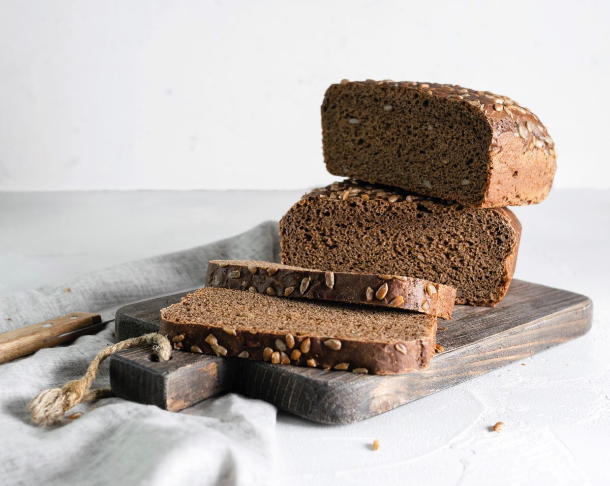 wholegrain bread on white background