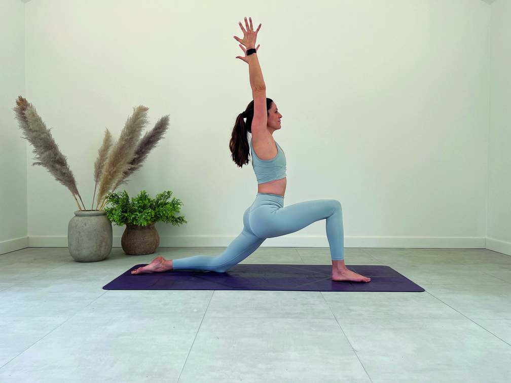 low lunge demonstration in yoga for runners sequence