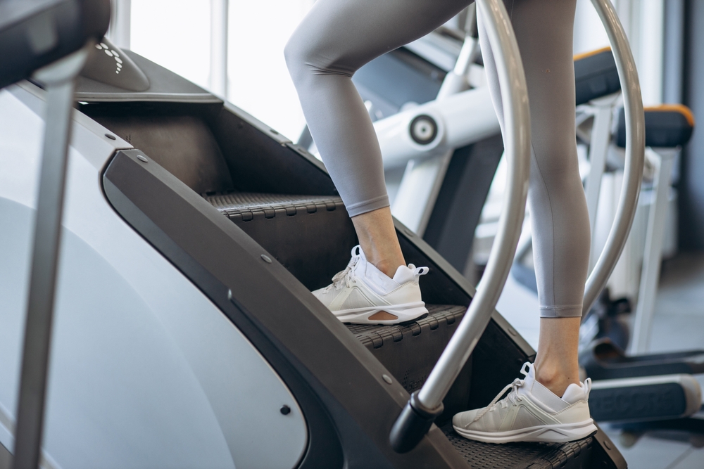 Stair climbing works is an efficient way to challenge the heart and lungs