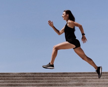 woman running mid-stride