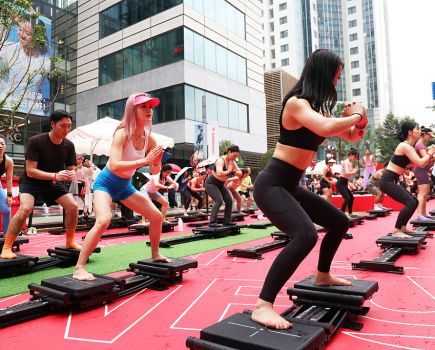 Women exercising outdoors